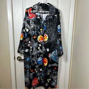Women’s Space/planets Large Duster Robe Or Jacket Fashion Wear Multi Colored